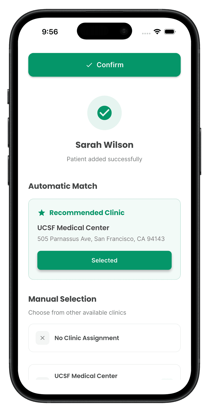 Medsync Clinic Matching Interface